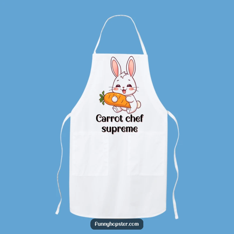 Funny Cheerful Rabbit Apron - Cooking Bunny with Carrot - Funny Kitchen Gift