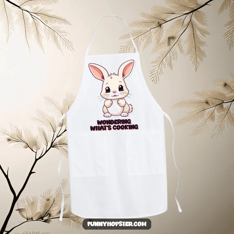 Funny Curious Rabbit Apron: A practical apron featuring a rabbit with twitching ears and a curious look, adding thoughtful fun to cooking, perfect funny gift.