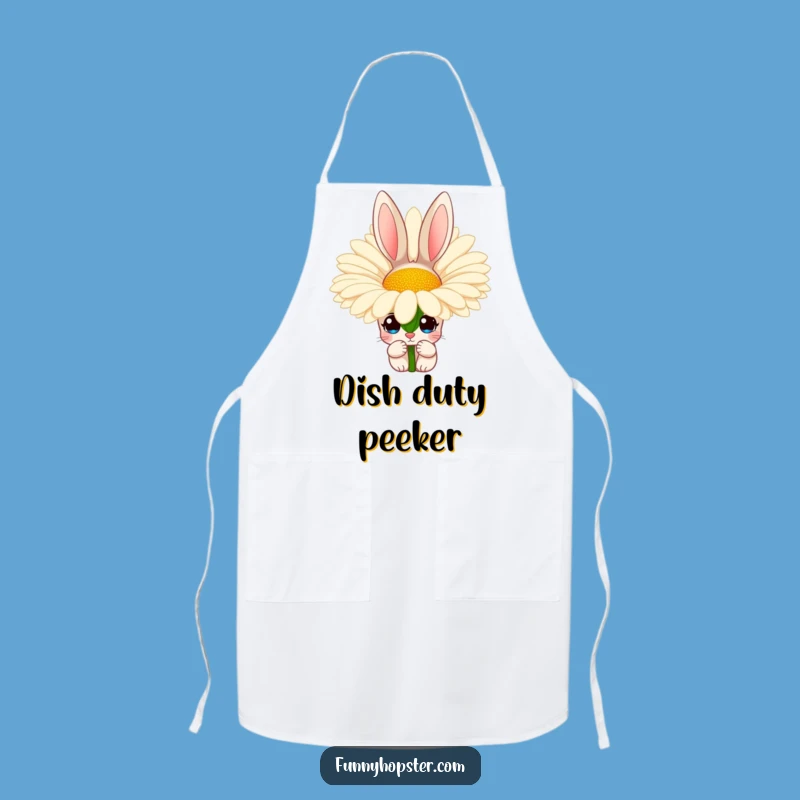 Funny Gardener Rabbit Daisy Apron - Playful Kitchen Wear, Perfect Funny Gift for Chefs
