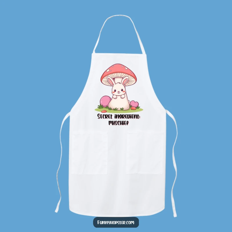 Funny Mischievous Rabbit Apron - Mushroom Hideout Kitchen Fun - Funny Gift