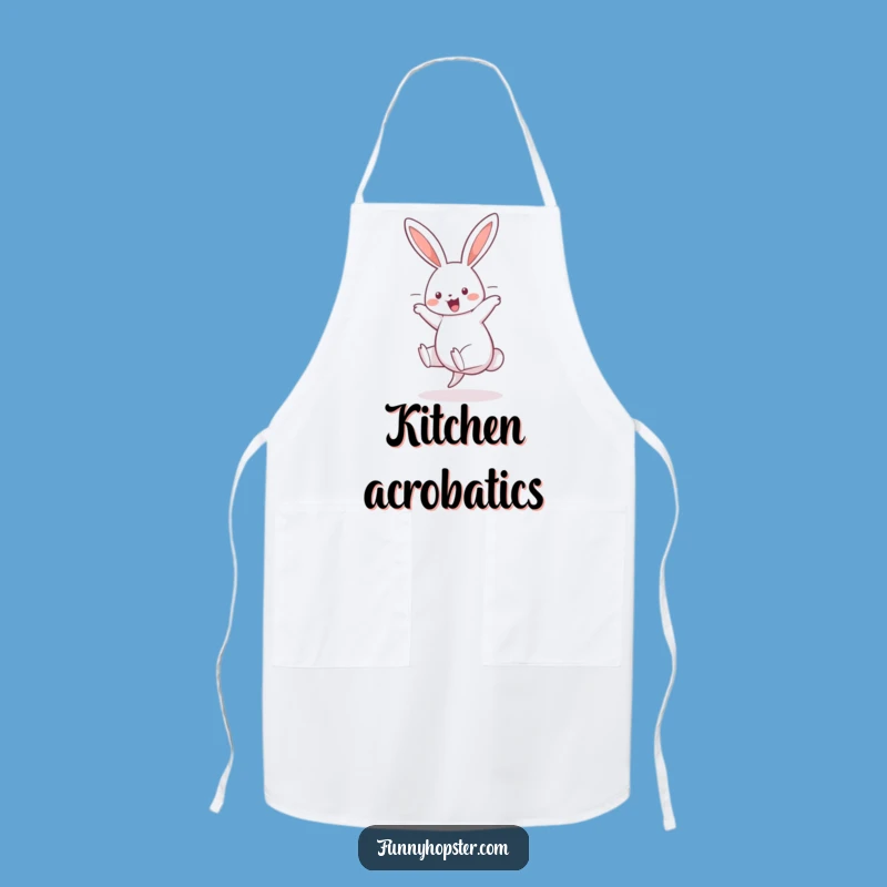Funny Cartwheel Chef Rabbit Apron: Cook Up Fun in the Kitchen!