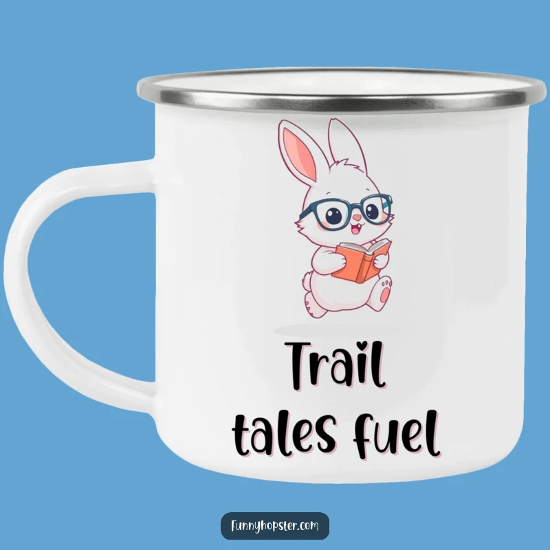 Funny Bookworm Rabbit Camping Mug: Adventure with Literary Laughs!