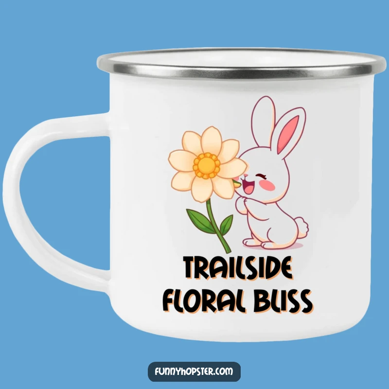 Funny Kawaii Rabbit Flower Sniff Camping Mug: Adventures Fueled by Cute Aromas