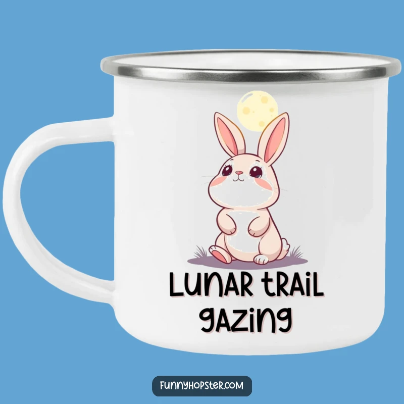 Funny Moon Gazing Rabbit Camping Mug: Wondering Character for Nighttime Adventures