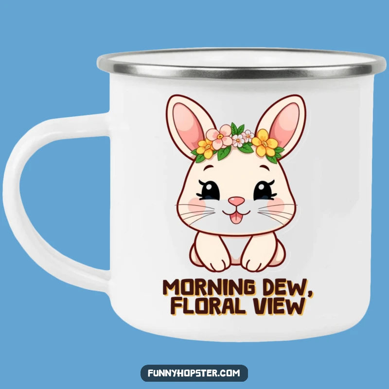 Funny Flower Crown Rabbit Camping Mug - Outdoorsy & Hilarious Adventure Gear