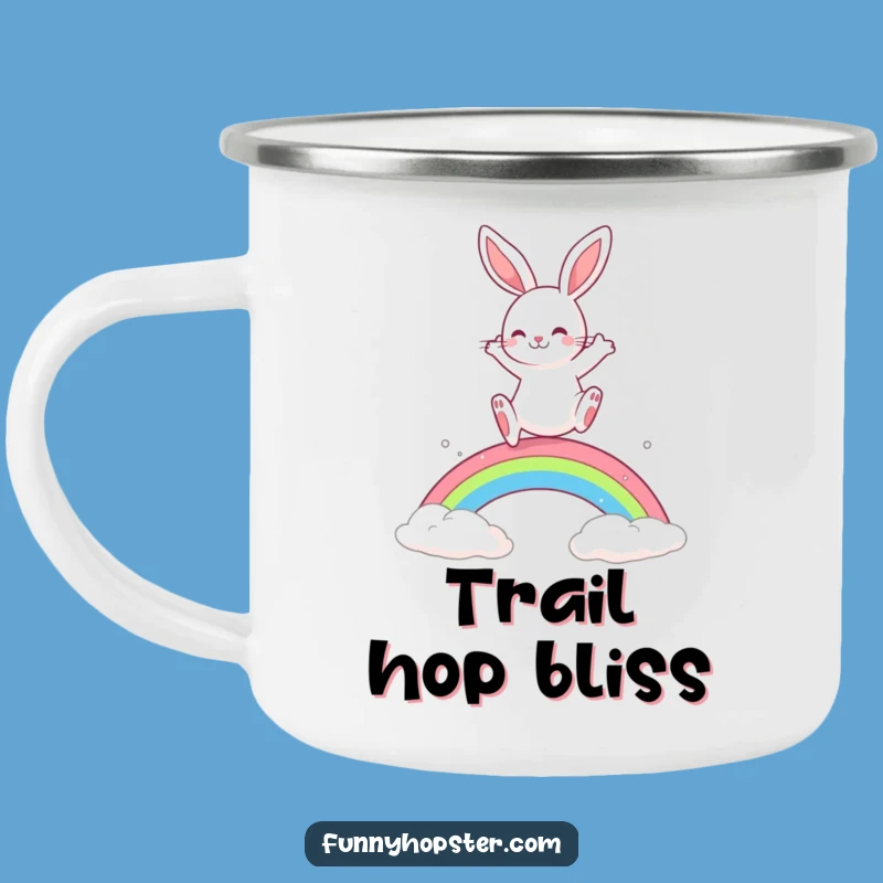 Adventure Funny Playful Rabbit Rainbow Leap Camping Mug: Bright Sips on the Go - Great Funny Gift