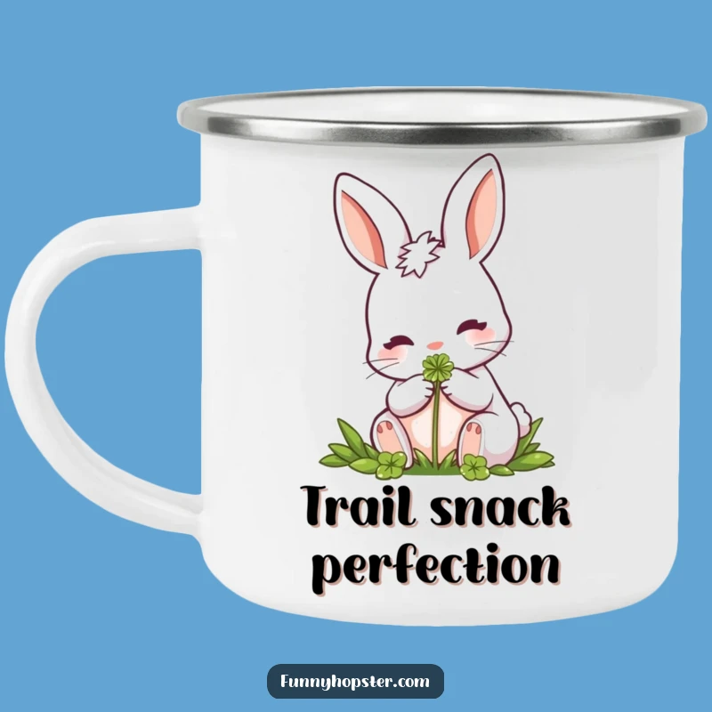 Funny Rabbit Clover Nibbler Camping Mug: Sip Nature's Goodness Outdoors