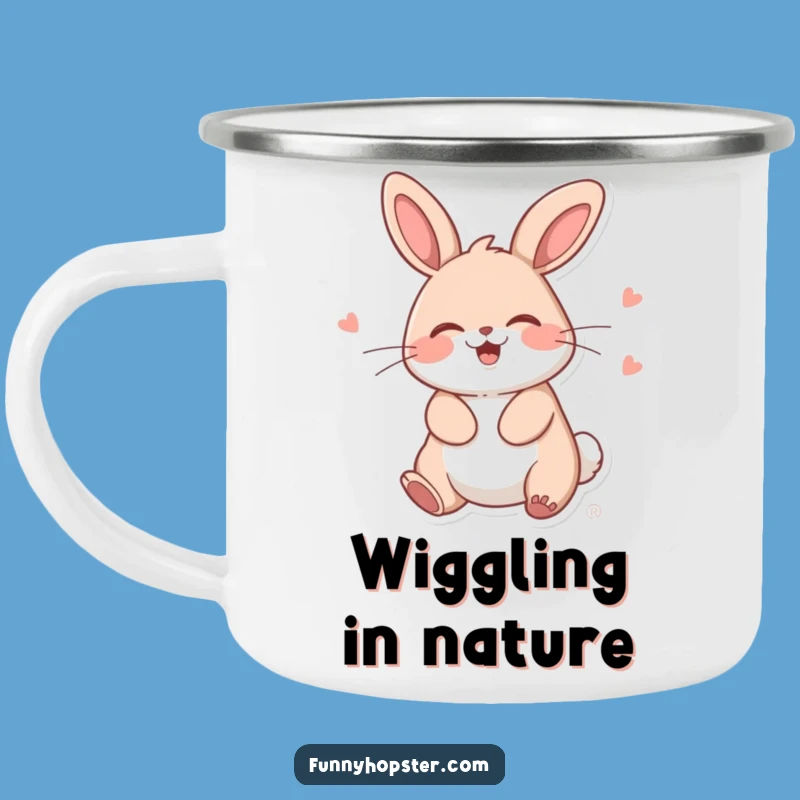 Funny Kawaii Rabbit Wiggle Camping Mug: Your Giggling Companion for Adventures