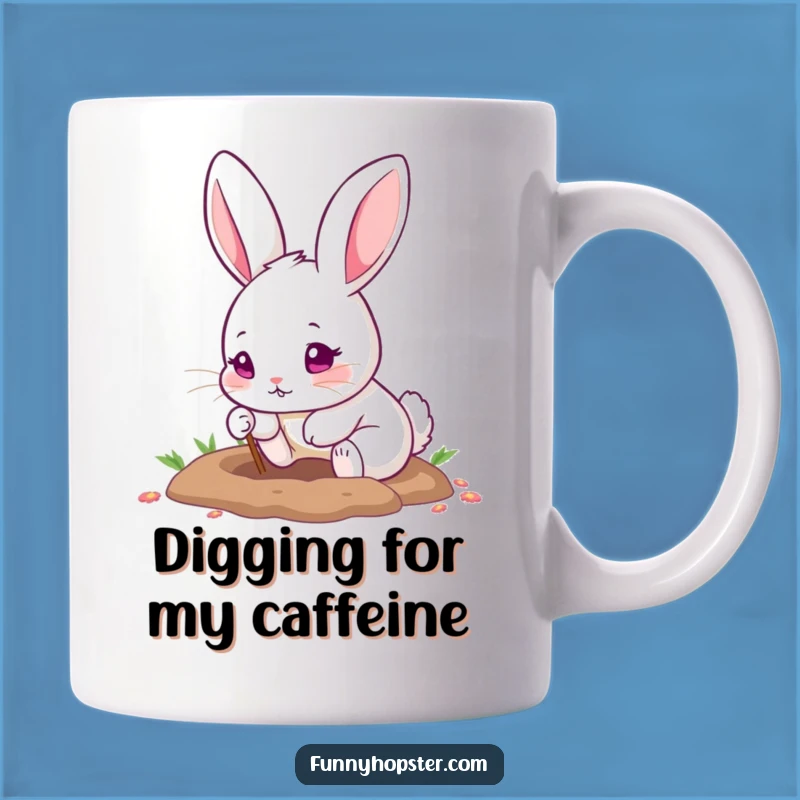 Funny Pink-Eyed Rabbit Digging Mug: Hilarious Gardener Gift for Bunny Lovers!