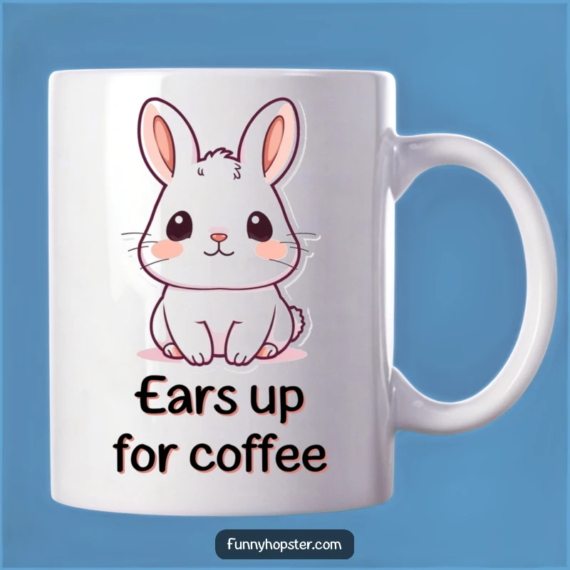 Funny Kawaii Rabbit Listening Mug: Attentive Bunny Coffee Cup, Perfect Funny Gift