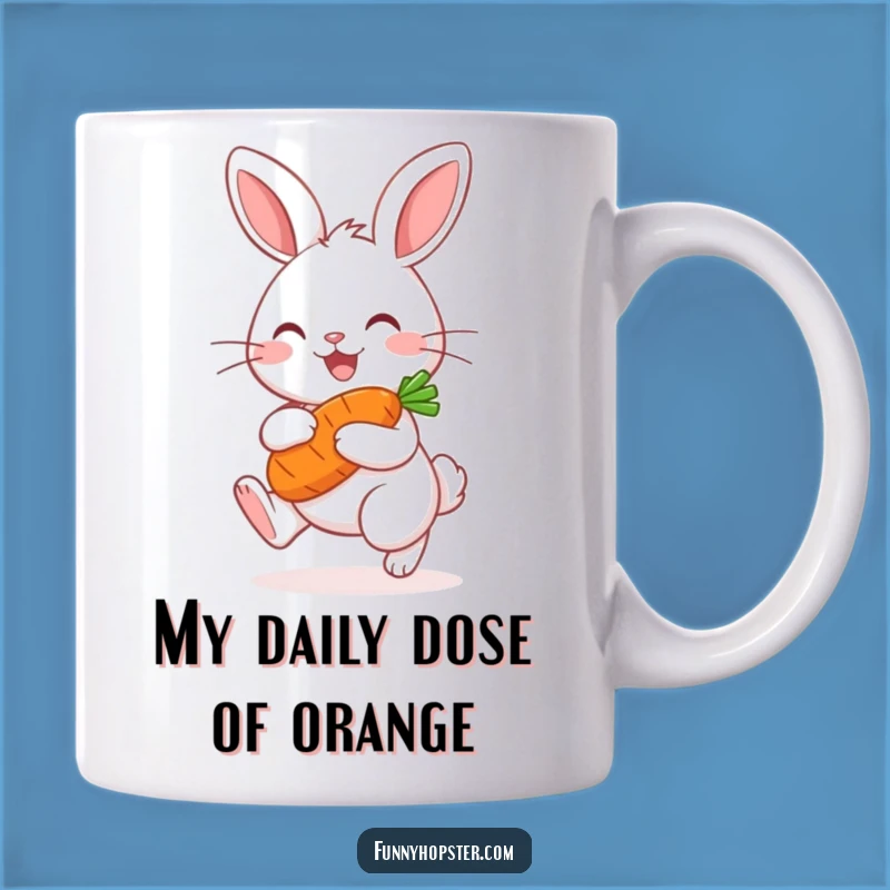 Funny Kawaii Rabbit Carrot Mug: Joyful Hopping Design, Perfect Gift for Bunny Lovers