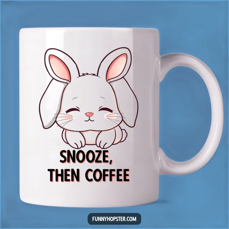 Funny Sleepy Kawaii Rabbit Mug: Cozy Content Gift for Relaxation!