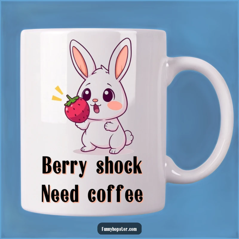 Funny Surprised Rabbit Mug - Startled Berry Reaction - Hilarious Bunny Gift