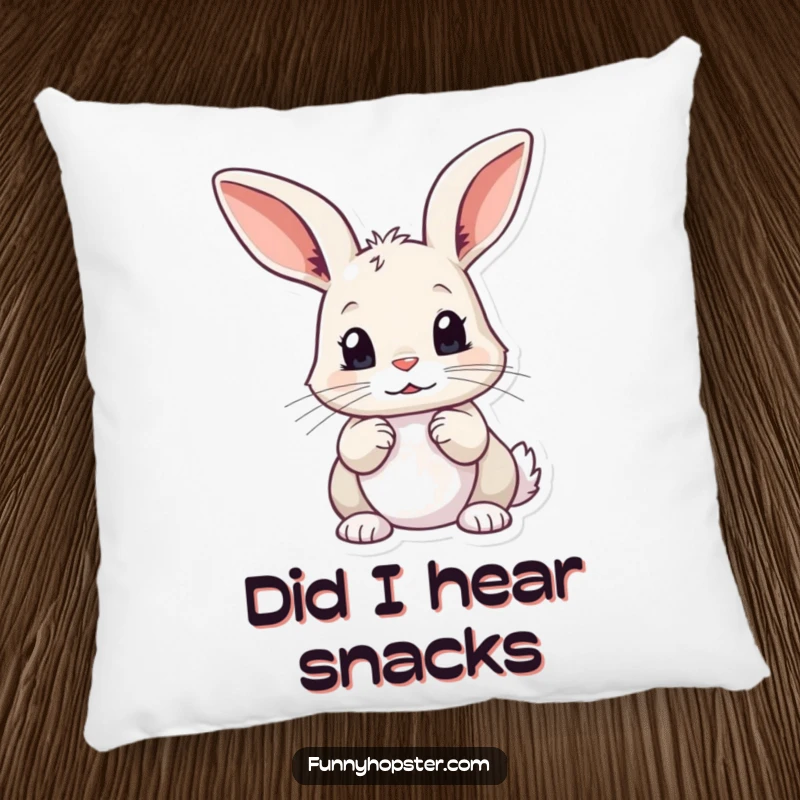Funny Curious Rabbit Pillow: A plush pillow showcasing a rabbit looking curious with twitching ears, radiating thoughtful charm, a perfect funny gift.