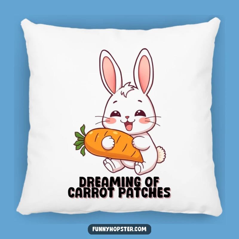 Funny Cheerful Rabbit Pillow - Soft Carrot Muncher Cushion - Cozy Funny Gift