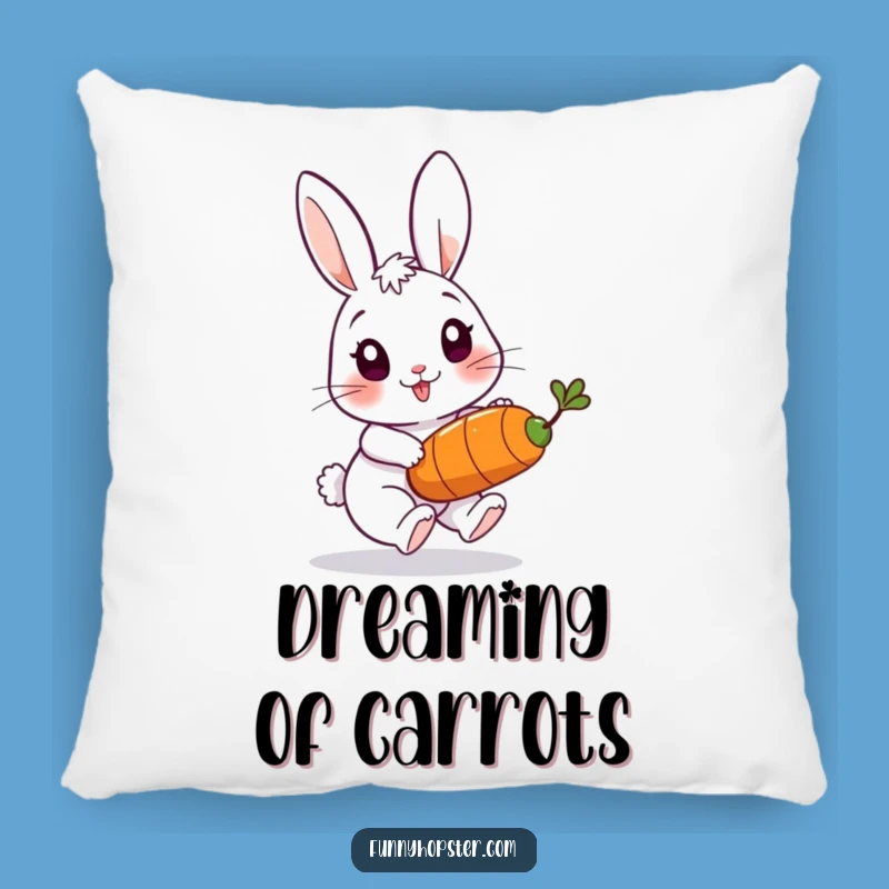 Cozy Funny Rabbit Carrot Chase Pillow - Snuggle Up with Playful Energy