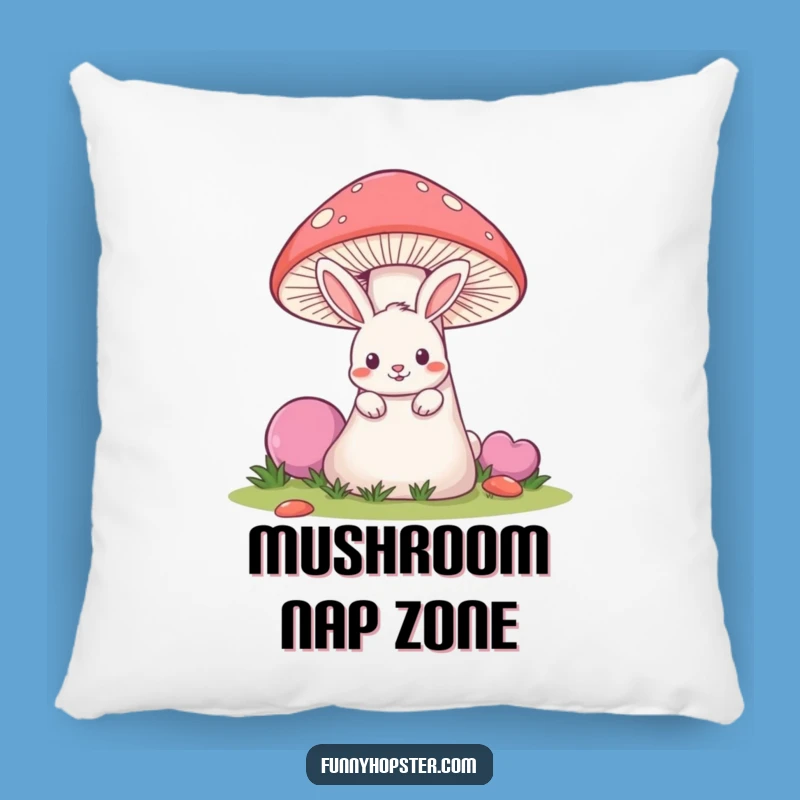Funny Mischievous Rabbit Pillow - Soft Mushroom Hide Cushion - Playful Gift