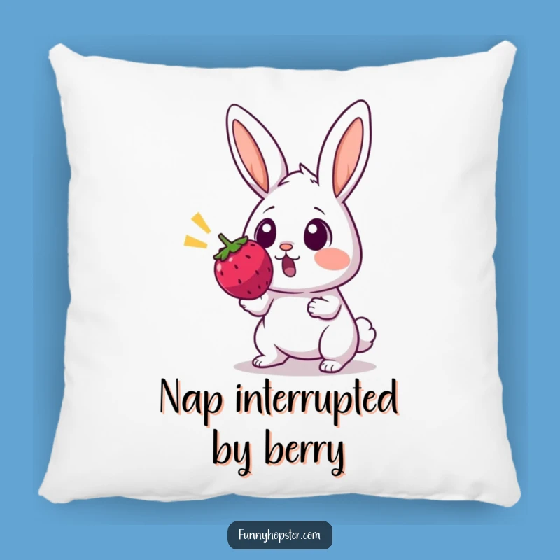 Funny Surprised Rabbit Pillow - Soft Berry Shock Cushion - Cozy Funny Gift
