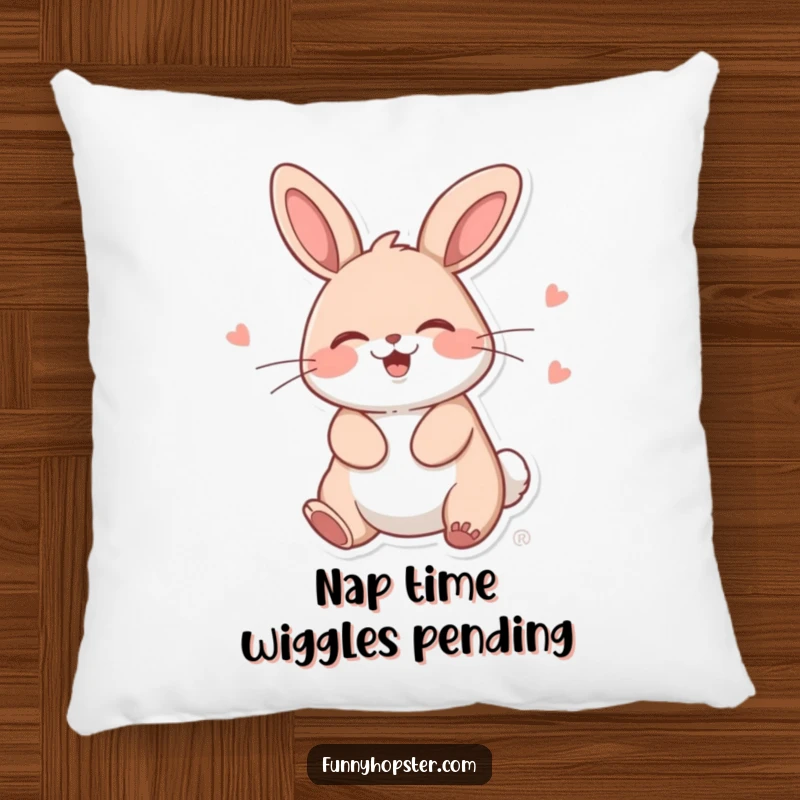 Funny Kawaii Rabbit Pillow: Soft and huggable, featuring a giggling bunny performing a silly wiggle dance.