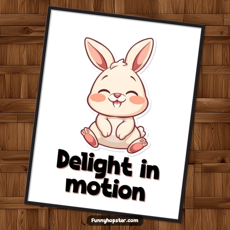 Funny bunny character wiggling its nose with delight, vibrant digital art for a funny print.