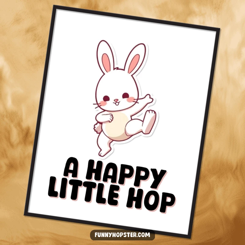 Funny Bunny Kick Digital Art Print: High-res art of a bunny doing a cute kick, radiating playful energy, perfect funny gift download.