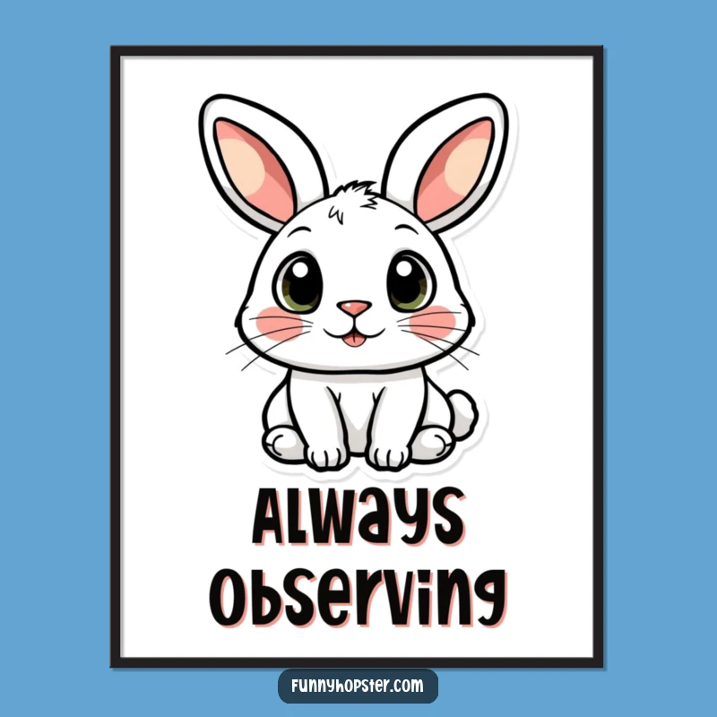 Funny Curious Rabbit Digital Art: Wide-Eyed Art for Humorous Decor