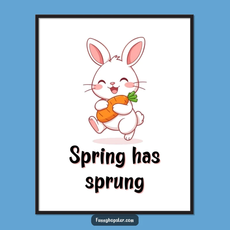 Funny Kawaii Rabbit Carrot Digital Art: Instant Joyful Hopping Decor Download