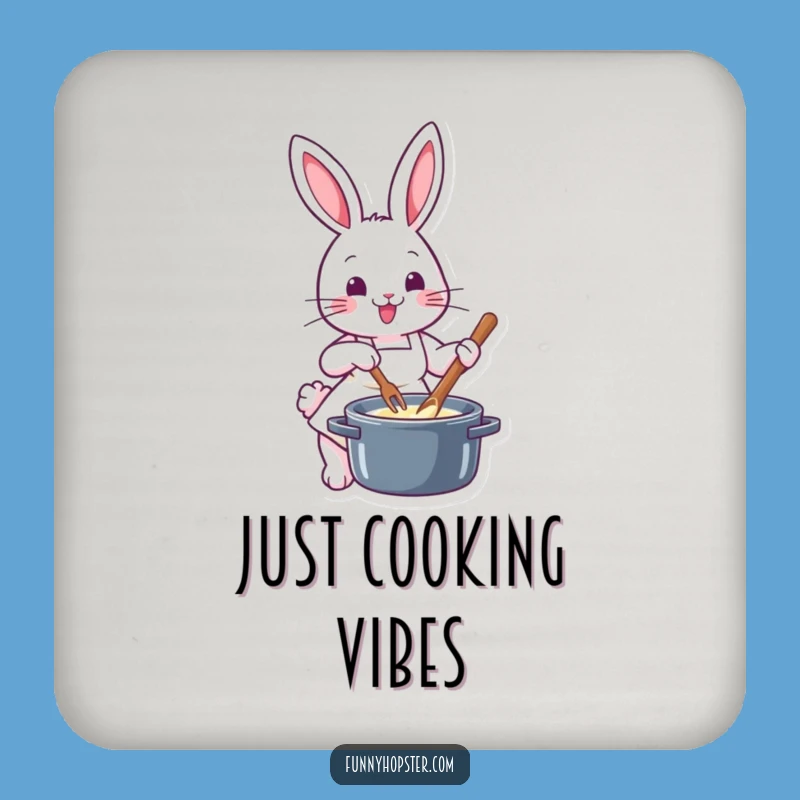 Funny Chef Rabbit Coaster Set: Protect Surfaces with Kitchen Laughs - Gift!