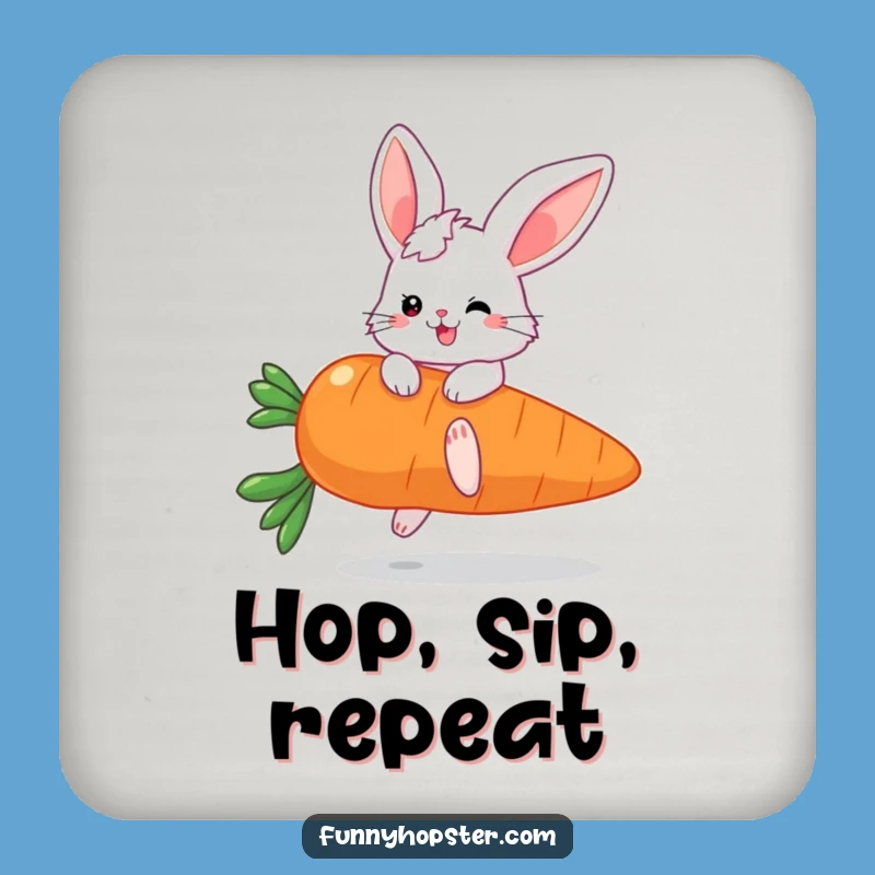 Funny Fluffy Bunny Carrot Coaster: Protect Surfaces with Humor!
