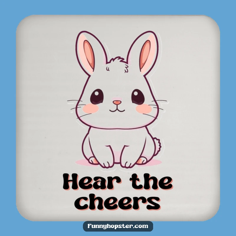 Funny Kawaii Rabbit Listening Coaster Set: Attentive Bunny Drink Decor, Perfect Funny Gift