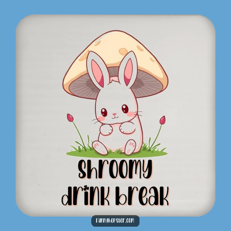 Funny Kawaii Rabbit Mushroom Coaster Set: Curious Bunny Drink Decor, Perfect Funny Gift