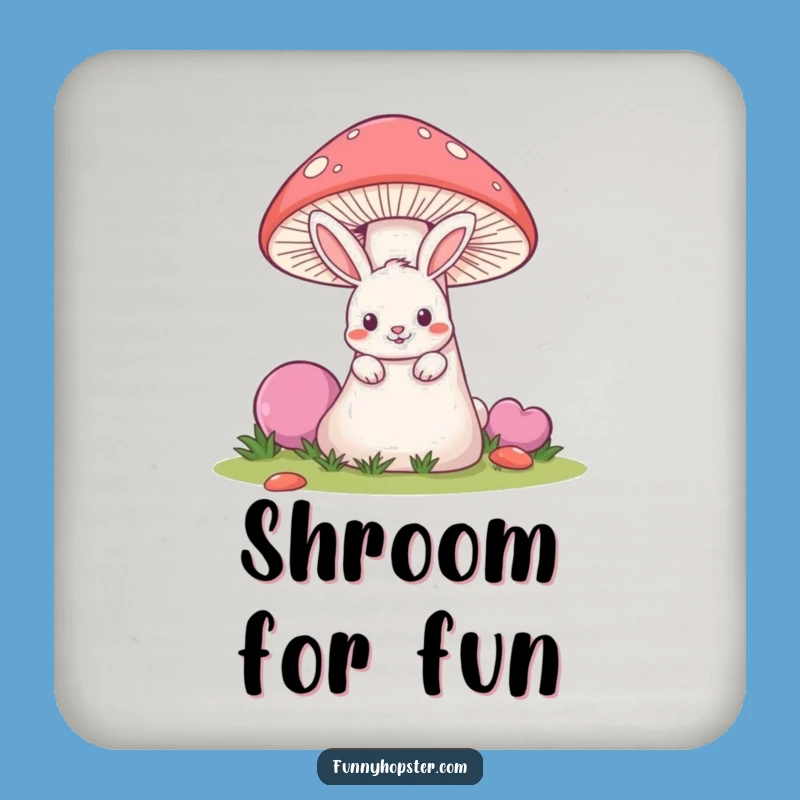 Funny Mischievous Rabbit Drink Coaster - Mushroom Peek Protection - Funny Gift