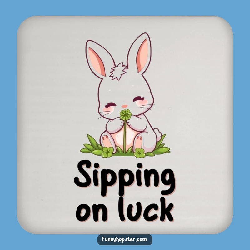 Funny Rabbit Clover Nibbler Drink Coasters: Protect Surfaces with Natural Charm