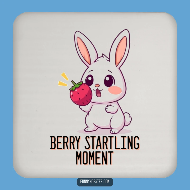 Funny Surprised Rabbit Drink Coaster - Berry Startle Protection - Funny Gift