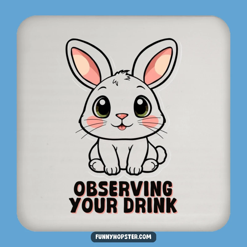 Funny Curious Rabbit Coaster: Wide-Eyed Character Protection for Humorous Gift