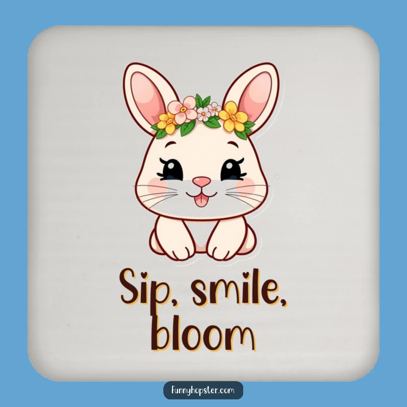 Funny Flower Crown Rabbit Coaster Set - Protect Surfaces with Smiles