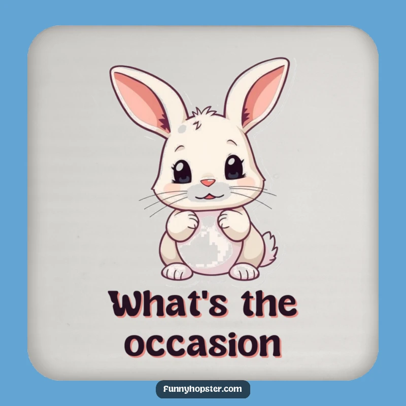 Funny Curious Rabbit Drink Coasters: Protect with Pondering Spirit, Cool Funny Gift