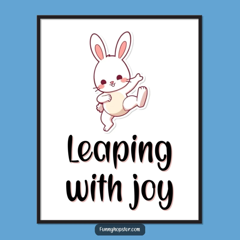 Funny Bunny Kick Poster: Dynamic Wall Art, Playful Cute Funny Gift