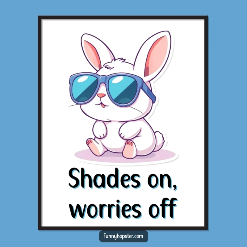 Funny Kawaii Rabbit Sunglasses Poster: Cool Decor & Sunny Gift!