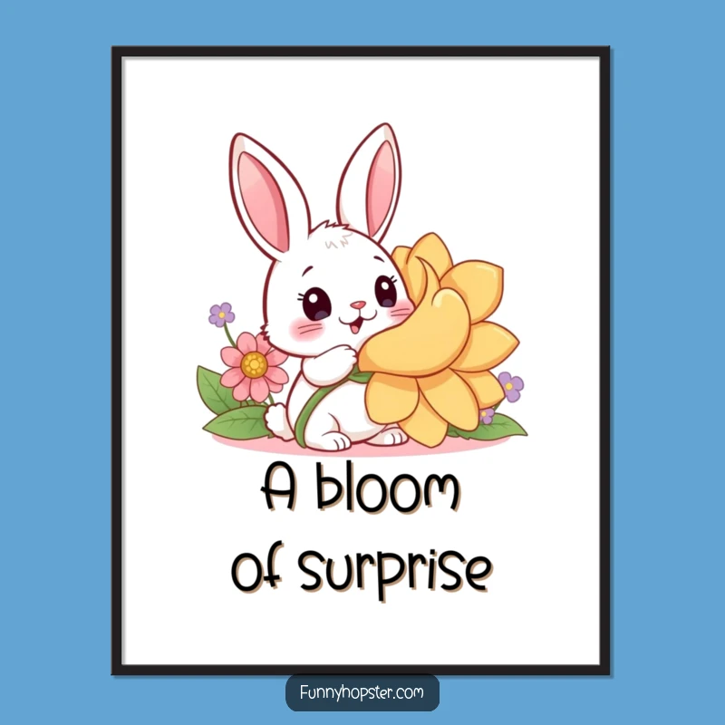 Funny Rabbit Poster: Bunny Surprise Art, Whimsical and Adorable Funny Gift Decor