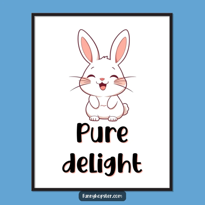 Funny Whiskered Rabbit Delight Poster: Cheerful Wall Art!