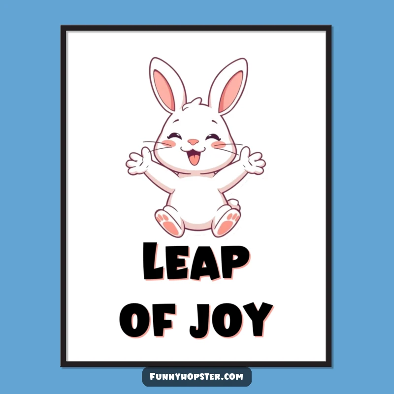 Funny Happy Rabbit Poster: Energetic Art, Wall Decor Gift