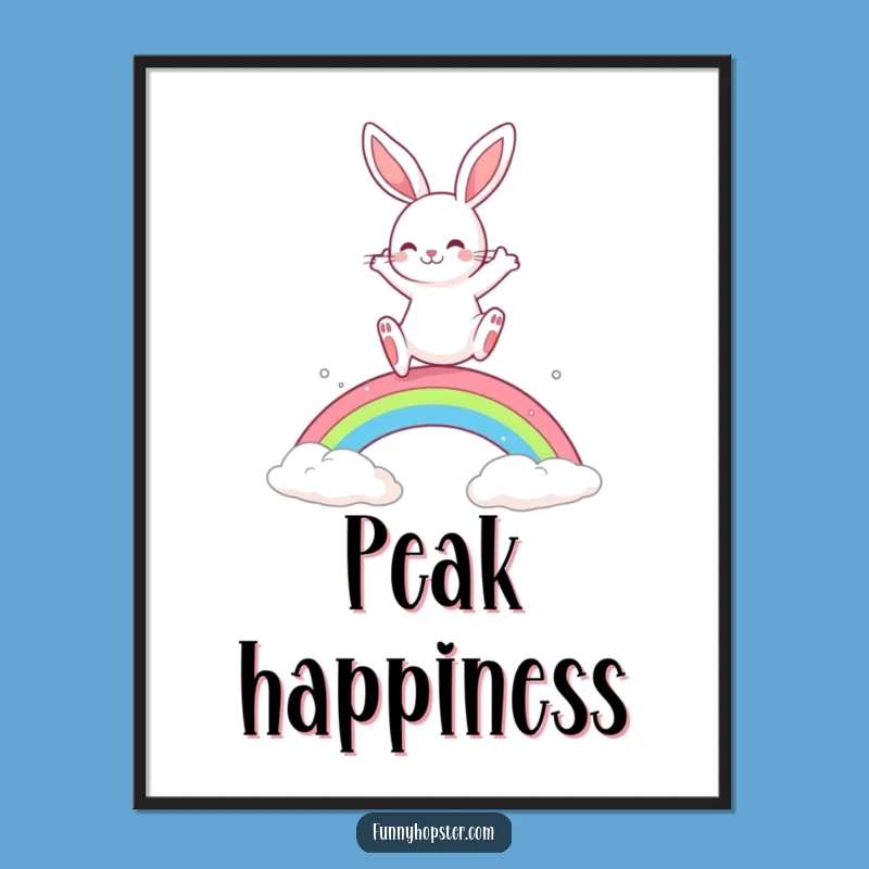 Funny Playful Rabbit Rainbow Leap Poster: Brighten Your Walls with Cheerful Art - Perfect Funny Gift