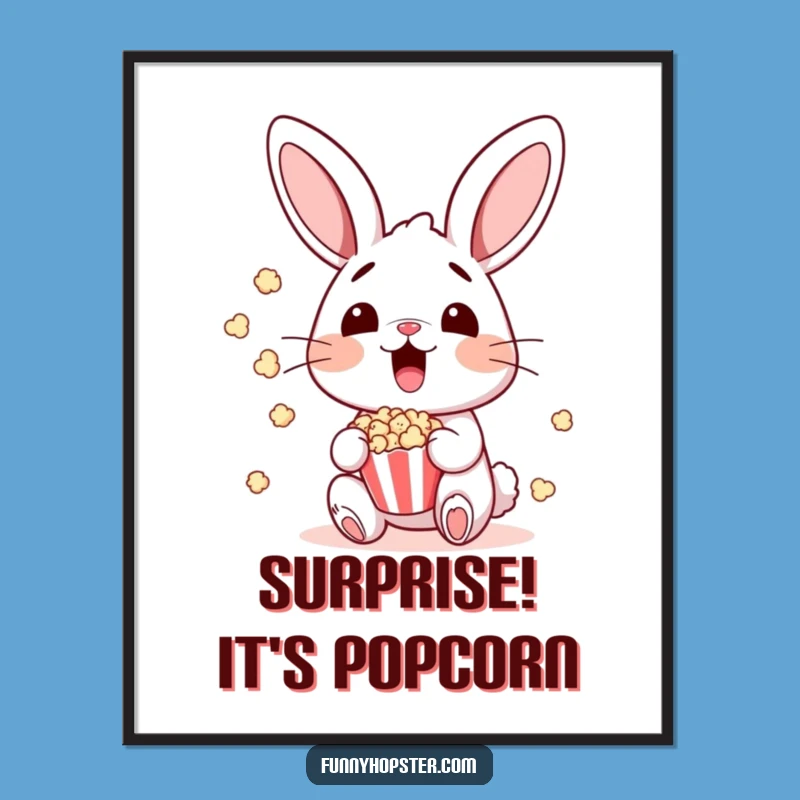 Funny Surprised Bunny Popcorn Poster: Add Cinematic Fun to Your Walls