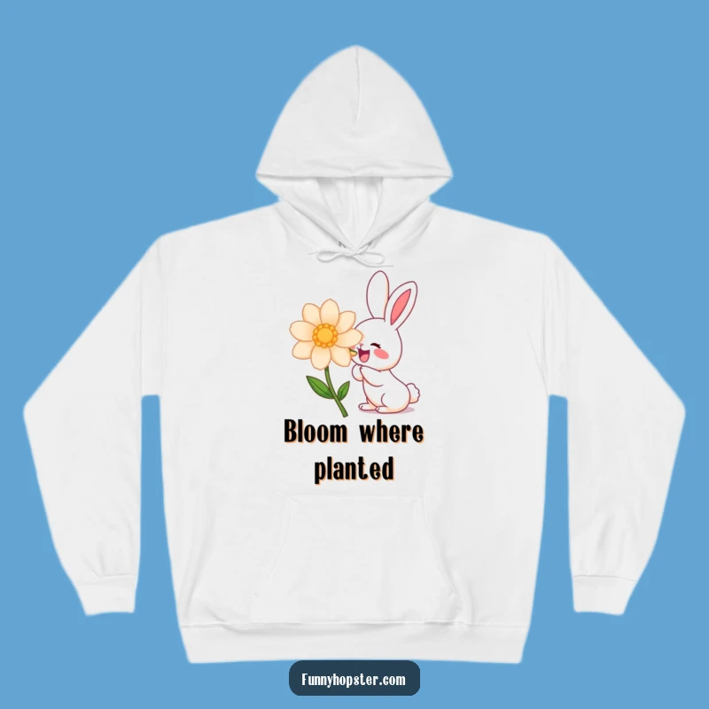 Cozy Funny Kawaii Rabbit Flower Sniff Hoodie: Warm Hugs and Happy Sniffs