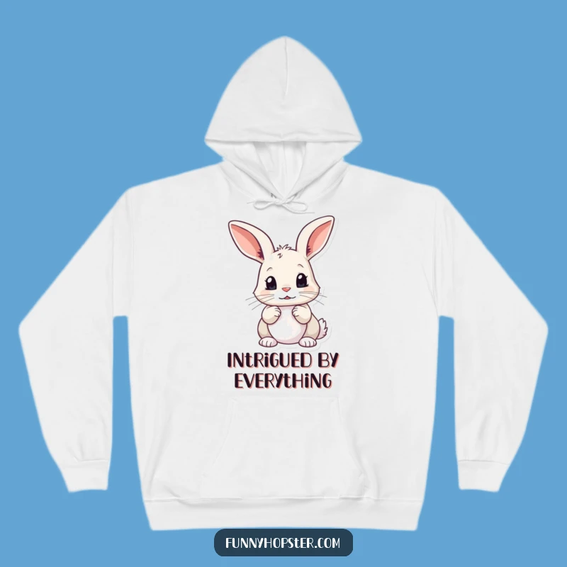Funny Curious Rabbit Hoodie: Cozy Observation Wear, Warm Intriguing Funny Gift