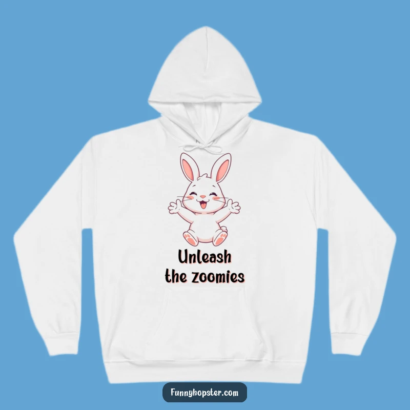 Funny Happy Rabbit Hoodie: Cozy & Energetic, Perfect Gift