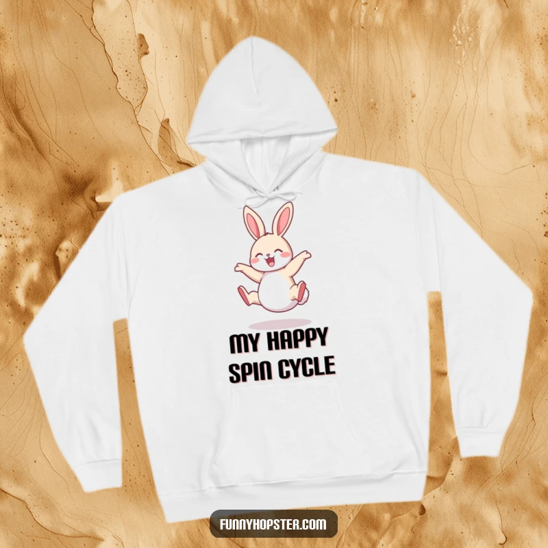 Funny Rabbit Hoodie: A warm and cozy hoodie featuring a rabbit doing a spirited cartwheel, embodying fun and playful celebration.