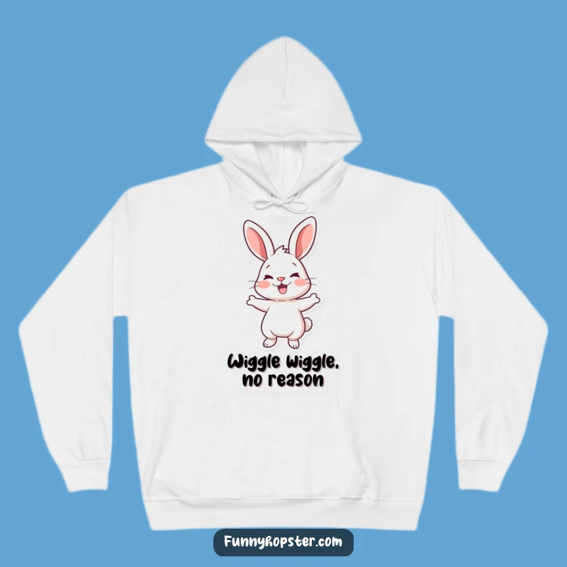 Funny Rabbit Wiggle Hoodie: Cozy Joyful Character for a Humorous Gift