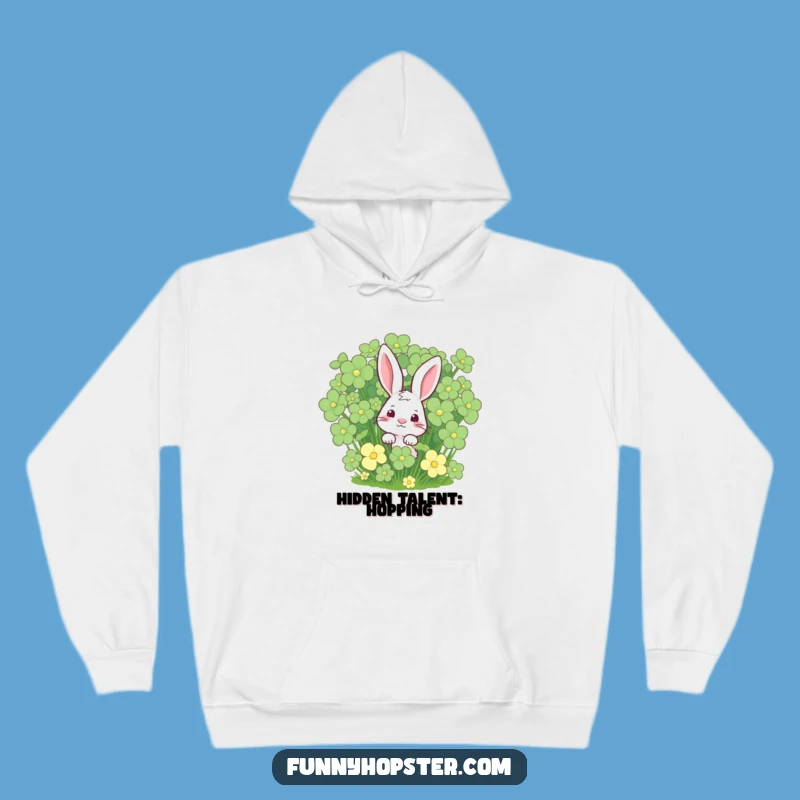 Cozy Funny Rabbit Clover Hoodie, Warmth and Luck in Every Funny Gift
